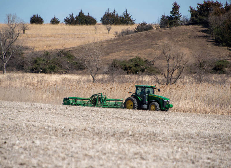Tractor working in a field