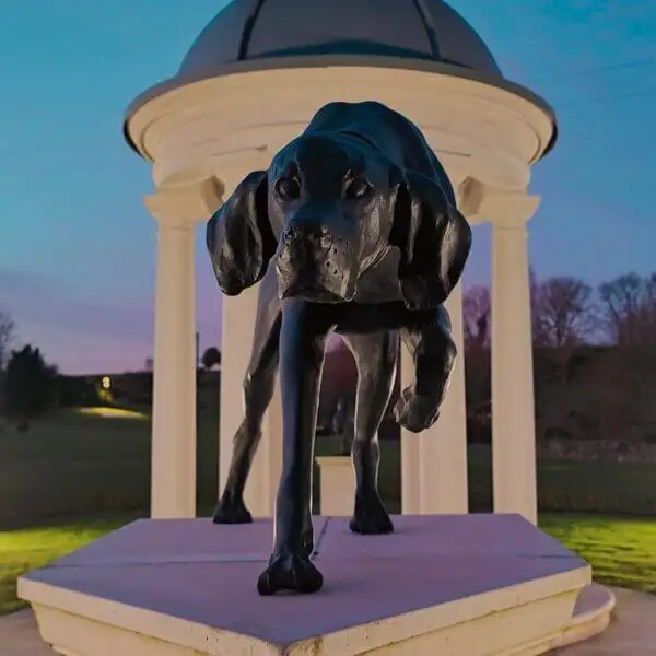 A statue of Judy at the National Military Working Dogs Memorial UK headquarters in Brynford, England